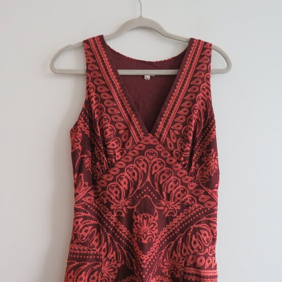 ANTHROPOLOGIE PILCRO Crimson Cotton Pilcro Burnout V-Neck Velvety Dress - Size 4 - Picture 5 of 16